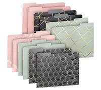 Paper Junkie Decorative File Folders - 11.5 x 9.5 in, Pink Pack of 12 - Cute Geometric Accents & Gold Foil 1/3 Tab - Pretty Colored folders for Office Supplies & School