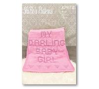 Paper Knitting Pattern for Babies Blanket, Words say My Darling Baby Girl', Make it in Aran Yarn, Book, Booklet, Pattern, in structions KP674