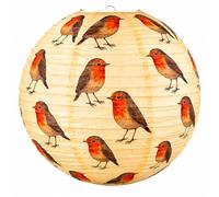 Paper Lampshade - 40cm / 16" Round Hanging Pendant Light Shade for Ceiling, Robin Bird Pattern, Paper Light Shades Ceiling, Cream Cotton Paper Lantern, Sturdy Frame, Soft Ambient Lighting