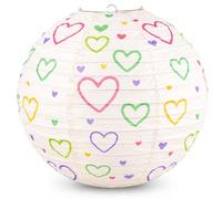 Paper Lampshade 40cm Round Ceiling Light Shade - Pastel Heart Hanging Pendant Light Shade for Living Room, Bedroom, Nursery & Hallway - Easy Tool-Free Setup