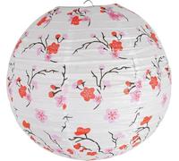 Paper Lampshade Hanging Light Shade 40cm, Oriental Ribbed Japanese Ceiling Fixture with Cherry Blossom & Floral Patterns, Perfect for Home Lighting, Wedding, Party Decor (Cherry Blossoms 1pc)