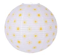 Paper Lampshade Hanging Light Shade 40cm, Premium Oriental Ribbed Japanese Lantern Ceiling Fixture with Daisy Floral Pattern, Durable Metal Frame with Extra Ribbing Perfect for Pendent Home Lighting