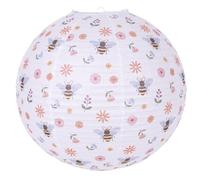 Paper Lampshade Hanging Light Shade 40cm, Premium Oriental Ribbed Japanese Lantern Ceiling Fixture with Bees & Floral Patterns, Durable Metal Frame with Extra Ribbing Perfect for Home Lighting