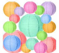 Paper Lantern, 20pcs Chinese Round Lanterns Hanging Decorations Sizes 4" 6" 8" 10" Different Sized Round Paper Lanterns for Weddings Party Garden Birthday Family Gathering Patios Decor