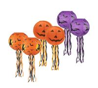 Paper Lantern, 6PCS Bat Witch Pumpkin Hanging Lanterns with Whiskers, Foldable Jack-O-Lantern for Halloween Party, Tree, Garden, Bedroom, Indoor, Outdoor Decoration