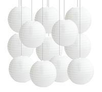 Paper Lanterns Mix Color Packs of 12 Round Paper Lanterns Lampshade Party Decorations (White, 10" (25 cm))