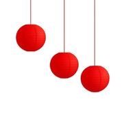 Paper Lanterns Mix Color Packs of 3 Round Paper Lanterns Lampshade Party Decorations (All Red, 8" (20 Cm))