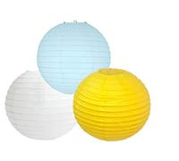 Paper Lanterns Mix Color Packs of 3 Round Paper Lanterns Lampshade Party Decorations (Blue Yellow Shade, 14" (35 Cm))