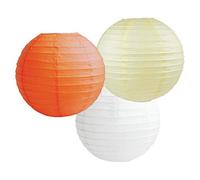 Paper Lanterns Mix Color Packs of 3 Round Paper Lanterns Lampshade Party Decorations (Orange Ivory Shade, 12" (30 Cm))
