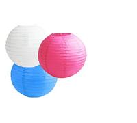 Paper Lanterns Mix Color Packs of 3 Round Paper Lanterns Lampshade Party Decorations (Pink Blue Shade, 14" (35 Cm))