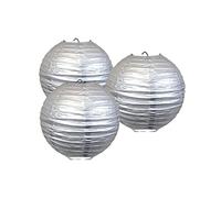 Paper Lanterns Mix Color Packs of 3 Round Paper Lanterns Lampshade Party Decorations (Silver, 12" (30 Cm))