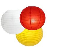 Paper Lanterns Mix Color Packs of 3 Round Paper Lanterns Lampshade (Red Yellow Shade, 8" (20 Cm))