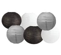 Paper Lanterns Mix Color Packs of 6 Round Paper Lanterns Lampshade Party Decorations (Grey Black Shade, 14" (35 Cm))