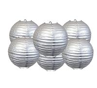 Paper Lanterns Mix Color Packs of 6 Round Paper Lanterns Lampshade Party Decorations (Silver, 6" (15 Cm))