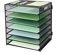 Paper Letter Tray with Handle, 8 Tier Metal Mesh Desk File Organizer, A4 Paper Desktop Filing Trays, Magazine Document Holder for Home School Office, Black