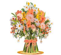 Paper Love 3D Flower Bouquet Mothers Day Pop Up Card, with Daisy Delight Forever Flowers Keepsake, Mothers Day Gift, Birthday, Get Well, Thank You, All Occasion or Just Because - Oversized 10" x 7