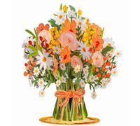 Paper Love 3D Flower Bouquet Mothers Day Pop Up Card, with Daisy Delight Forever Flowers Keepsake, Mothers Day Gift, Birthday, Get Well, Thank You, All Occasion or Just Because - Oversized 10" x 7
