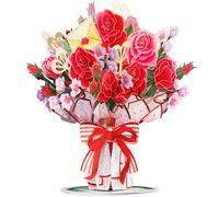 Paper Love 3D Lovely Rose Pop Up Flower Bouquet Card, with Forever Flowers Keepsake, Mothers Day Card For Mom, Wife, All Occasion - Oversized 10" X 7" Cards - Includes Envelope And Note