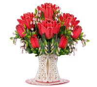 Paper Love 3D Lovely Roses Bouquet Pop Up Card with Detachable Keepsake Bouquet, Gift for Valentines, Anniversary, Wedding, Just Because - Large 10" x 7”