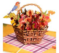 Paper Love Frndly Flower Basket Pop Up Card, For All Occasion, 100% Recycled and Eco-Friendly, 8"x6" Cover - With Note Tag