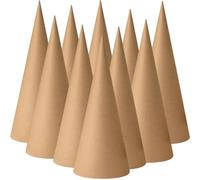 Paper Mache Cones with Open Bottom, 10 Pieces Paper Mache Cones for Painting Thick Cardboard for DIY Crafts Christmas Gnomes Halloween Craft Decorations 35x12cm