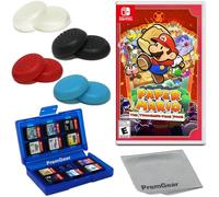 Paper Mario: The Thousand-Year Door for Nintendo Switch (US Version), with PremGear Thumb Grips (8 pack - Black, Blue, Red & Clear), 24 Slot Game Card Holder & Cleaning Cloth
