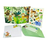 Paper Master Lined Stationary Set for Kids - Safari Animal Design, 30 Sheets + 20 Envelopes, 8.3 x 5.9 Inch Each