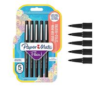Paper Mate Flair Felt Tip Pens | Medium Point (0.7 mm) Writing Pens | Black Pens | For Writing, Drawing & Sketching | 5 Count