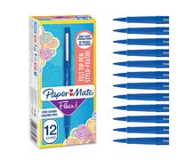 Paper Mate Flair Felt Tip Pens | Medium Point (0.7 mm) Writing Pens | Blue Pens | for Writing, Drawing & Sketching | 12 Count
