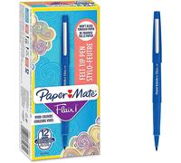Paper Mate Flair Felt Tip Pens | Medium Point (0.7mm) | Blue | 12 Count