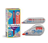 Paper Mate Flair Felt Tip Pens Red Ink 12Pcs & Tipp-Ex Correction Tape 10 Packs Flair Multi One Size