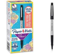 Paper Mate Flair Felt Tip Pens | Ultra Fine Point (0.4mm) | Black | 12 Count