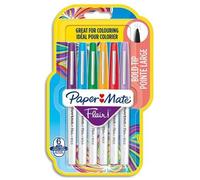 Paper Mate Flair Felt Tip Writing Stylo Coloured Pens Bold Point (1.2mm) Assorted Colours 6 Pack, Multicolor