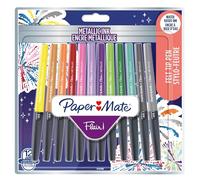 Paper Mate Flair Metallic Felt Pens - Medium 0.7mm - Assorted Colours - Pack of 12