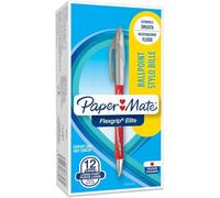 Paper Mate Flexgrip Elite Ballpoint Pens | Medium Point (1.4mm) | Red | Retractable | 12 Count