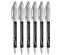 Paper Mate FlexGrip Elite Retractable Ballpoint Pens - Black Ink - Pack of 6 - Writes Medium 0.8mm Line With Large Broad 1.4mm Wide Tip