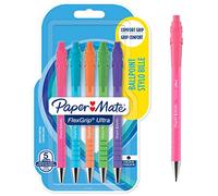 Paper Mate FlexGrip Ultra Bright Ballpoint Pens | Medium Point (1.0mm) | Black Ink | Bright Barrels | 5 Count