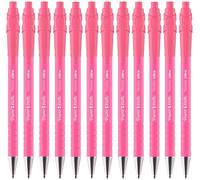 Paper Mate FlexGrip Ultra Retractable Ballpoint Pens | Black Ink | Medium Point | 12 Pack | Bright Pink Retro Barrels