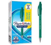 Paper Mate Flexgrip Ultra Retractable Ballpoint Pens | Medium Point (1.0mm) | Green | 12 Count
