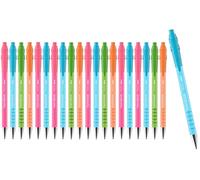 Paper Mate FlexGrip Ultra Retractable Ballpoint Pens | Medium Point | Blue Ink | 20 Pack | Bright Retro Barrels