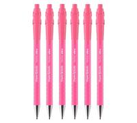 Paper Mate FlexGrip Ultra Retractable Ballpoint Pens | Medium Point | Blue Ink | 6 Pack | Bright Pink Retro Barrels