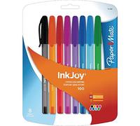 Paper Mate Inkjoy 100 CAP Capped Ball Pen Medium Tip 1.0mm - Assorted Colours (Pack of 8)