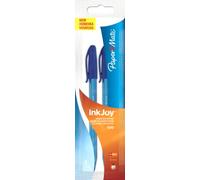 Paper Mate Inkjoy 100 CAP Capped Ball Pen Ultra Fine Tip 0.5mm - Blue (Pack of 2)