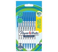 Paper Mate Kilometrico Ballpoint Pens | Long Writing with Medium Point (1.0mm) | Blue Ink | 80% Recycled Plastic | 8 Count