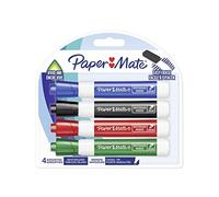 Paper Mate Low Odour Whiteboard Markers, Fine Tip, Assorted Ink Colours, 4 Count