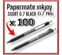 Paper Mate Pens InkJoy Rt300 BLACK 0.7 x 100 Retractable Gel Pens Job Lot Uk