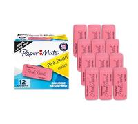 Paper Mate Pink Pearl Erasers, Large, 12 Count