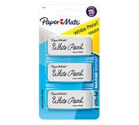 Paper Mate White Pearl Premium Erasers, White, 3-Count
