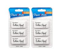 Paper Mate White Rectangular Premium Erasers, 6 Pack, Smudge Resistant, Self-Cleaning, 100% Latex Compound, Pencil Eraser for Students and Artists