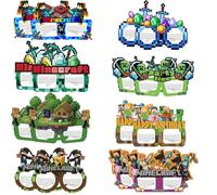 Paper Mine-craft Party Glasses for Kids Party Bag Fillers,12pcs Fancy Dress Party Eyeglasses Photo Booth Props Glasses for Boy Girl Masquerade Birthday Xmas Party Decorations Costume Accessories Favor